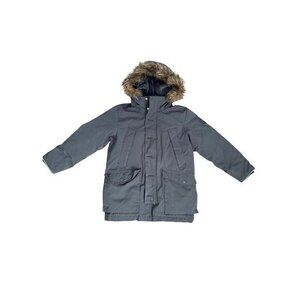 Gap Kids Gray Parka Coat With Faux Fur Hood Medium